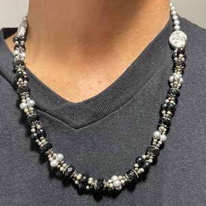Elegant Black and Silver Beaded Necklace
